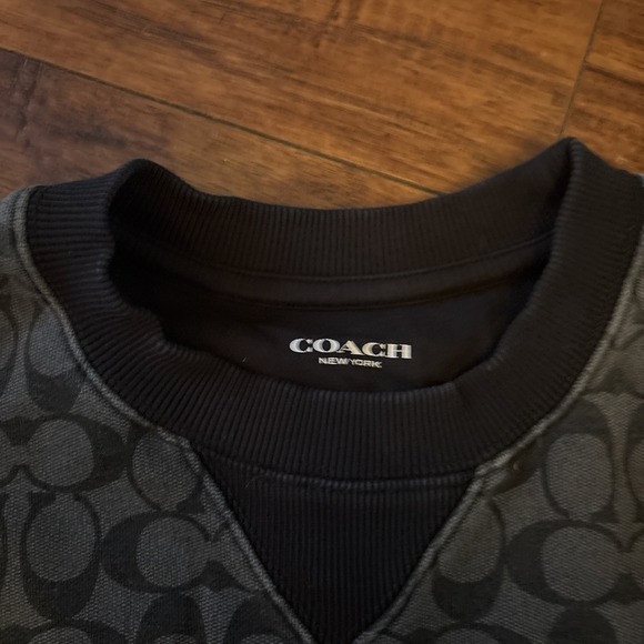 COACH MEN'S MIXED MEDIA ALL OVER LOGO SWEATSHIRT SZ SMALL  Black - Picture 3 of 9